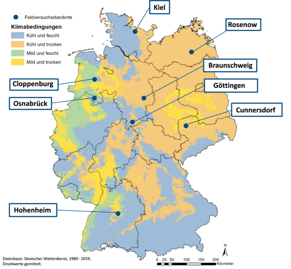 Feldversuchstandorte im Projekt NitriKlim